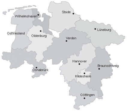 Landkarte Bezirks- und Kreisstellen